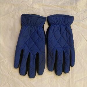 Blue & Black quilted top gloves suede palms fingers